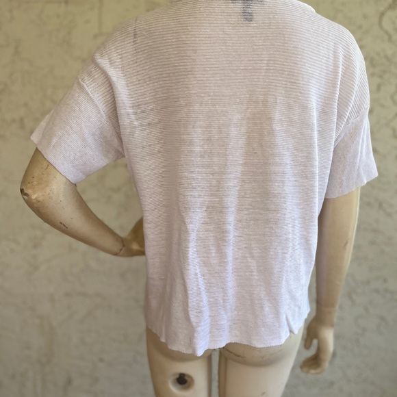 EILEEN FISHER 100% Organic Cotton Top Knit Sweater Solid White Short Sleeve M - Picture 14 of 14